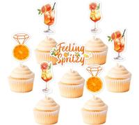 Sursurprise 36Pcs Feeling Spritzy Cupcake Toppers, Aperol Spritz Bridal Shower Decor, Cocktail Bachelorette Engagement Wedding Decorations, Orange Citrus Party Supplies