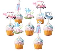 Sursurprise 36Pcs Golf Theme Gender Reveal Cupcake Toppers, Blue Pink He or She Golf Gender Reveal Decorations Cupcake Picks for Baby Shower Pregnancy Announcement Sports Party Decor