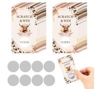 Sursurprise 50 PCS Highland Cow Scratch Off Cards, Highland Cow Party Game, Highland Cattle Lottery Prize Raffle Tickets for Farm Animal Holy Cow Birthday Baby Shower
