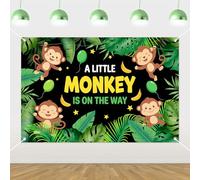 Sursurprise 5x3ft A Little Monkey Is on the Way Backdrop for Monkey Baby Shower Decorations, Jungle Safari Photo Booth Background, Forest Wild Animal Party Banner for Indoor Outdoor Photography Studio