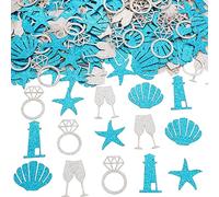 Sursurprise Bachelorette Party Confetti, 200Pcs Last Toast On The Coast Confetti Glitter Table Wine Cup Diamond Ring Shells Starfish Paper Scatter Bridal Shower Engagement Wedding Hen Party Supplies