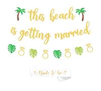 Sursurprise Beach Bachelorette Party Decorations, This Beach Is Getting Married Banner Garland Flamingo Palm Balloon Bride To Be Sash, Summer Hawaiian Tropical Bach Hen Party Supplies