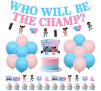 Sursurprise Boxing Gender Reveal Decorations, Who Will Be The Champ Banner, Boxing Garland, Boy vs Girl Cake Toppers Pink Blue Balloons for Boxer Wrestling Fight Sports Gym Baby Shower Party Supplies