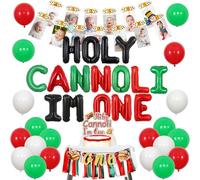 Sursurprise Cannoli First Birthday Decorations, Holy Cannoli I'm One Balloon Cake Topper 1st Birthday Photo Banner Highchair Banner for Italian Food Italy Party Supplies