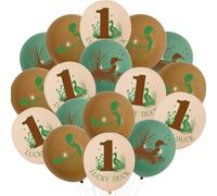 Sursurprise Duck Hunting Birthday Decorations, 36Pcs Mallard Duck Balloons 12 Inch, One Lucky Duck Latex Balloons Kit, Mallard Duck Party Supplies for First Birthday