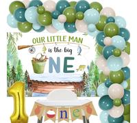 Sursurprise Fishing 1st Birthday Decorations, Our Little Man Is The Big One Backdrop Gone Fishing Balloon Garland Arch Kit Retro for Boys O Fishally One First Birthday Party Supplies