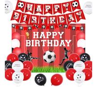 Sursurprise Football Birthday Decorations Red and White for Boys, Football Happy Birthday Banner Backdrop, Go Team Balloons, Soccer Birthday Party Supplies