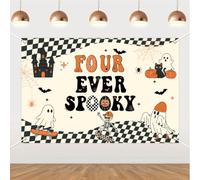 Sursurprise Four Ever Spooky Backdrop Halloween 4th Birthday Decorations