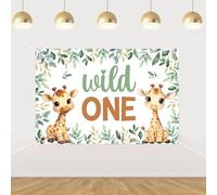 Sursurprise Giraffe 1st Birthday Decorations, 5x3ft Giraffe Wild One Backdrop Banner Photography Background Photo Booth Studio, Jungle Safari Animal First Birthday Party Supplies