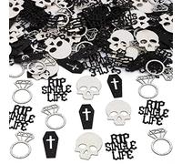 Sursurprise Gothic Bachelorette Party Decorations, Rip Single Life Confetti Glitter for Table Skull Coffin Paper Scatter for Bridal Shower Engagement Wedding Hen Party Supplies