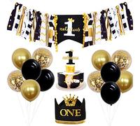 Sursurprise Hip Hop 1st Birthday Party Decorations Notorious One High Chair Banner Cake Topper Crown for Boys Hip Hop First Birthday The Big One Biggie Old School Rap Party Supplies
