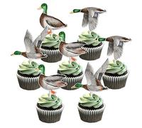 Sursurprise Hunting Party Decorations, 24pcs Mallard Duck Cupcake Toppers, Birthday Party Supplies