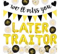 Sursurprise Leaving Party Decorations Black Gold, Later Traitor Balloons for Colleagues, We Will Miss You Banner, Work Bestie Good Luck Farewell Coworker Retirement Party Supplies for Men Women