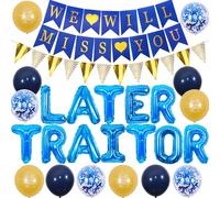 Sursurprise Leaving Party Decorations Blue, Later Traitor Balloons for Colleagues, We Will Miss You Banner, Good Luck Work Bestie Farewell Retirement Party Supplies for Men
