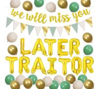 Sursurprise Leaving Party Decorations Sage Green, Later Traitor Balloons for Colleagues We Will Miss You Banner Good Luck Work Bestie Farewell Retirement Party Supplies for Women Men