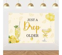 Sursurprise Lemon Martini Birthday Decorations, 5x3ft Just a Drop Older Backdrop, Lemon Drop Photography Background Hanging Banner for Summer Cocktail Party Photo Booth