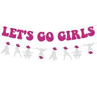 Sursurprise Let’s Go Girls Banner, Cowgirl Twerk Garland Glitter for Western Cowgirl Hen Party Decorations, Funny Nashville Bridal Shower Bachelorette Supplies