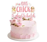 Sursurprise Little Chick Baby Shower Decorations, A Little Chick is About to Hatch Cake Topper, Chicken Cake Pick Decor for Girls Farm Animals Barnyard Party Supplies