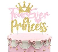Sursurprise Princess 4th Birthday Party Decorations Pink Gold, Glitter Four Ever A Princess Cake Toppers, Princess Cake Pick, 4 Years Old Birthday Party Supplies