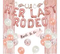 Sursurprise Rose Gold Hen Party Decorations Her Last Rodeo Balloons Banner Western Cowgirl Garland Bridal Shower Bachelorette Party Supplies