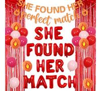 Sursurprise She Found Her Perfect Match Bachelorette Decoration, She Found Her Perfect Match Banner, Letter Foil Balloon, Foil Fringe Curtain for Bridal Shower Wedding Bach Engagement Decor