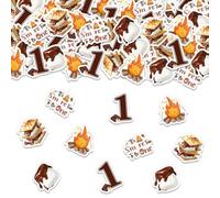 Sursurprise S'mores First Birthday Party Decorations, 200PCS It’s S'more Fun to Be One Confetti, Marshmallow Cookie Table Scatter for Campfire Camper 1st Birthday Party Supplies