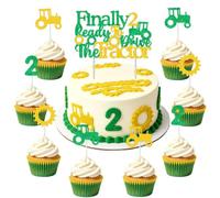 Sursurprise Tractor 2nd Birthday Cake Topper and 24 Cupcake Toppers