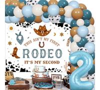 Sursurprise Western 2nd Birthday Party Decorations, This Ain’t My First Rodeo Backdrop Cowboy Balloon Garland Arch Kit for Boys Wild West Mexican Two Birthday Party Supplies