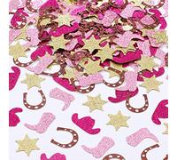 Sursurprise Western Confetti, 200 Pack Glitter Cowgirl Hat Boot Star Horseshoe Table Scatter for Girls Birthday Party Supplies Baby Shower Decorations