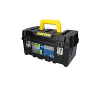 SURTEK Tool Box - 17" x 9" x 8" Mobile Tool Carrier with Moulded ABS Plastic Construction & Dual Latching Metal Clasp Design - CPS17, Black