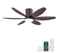 Surtime 48In Ceiling Fans with Light and Remote/APP Control, 6-Blade Reversible Motor Ceiling Fan, 3-Color Dimmable Lighting, All-Brown Finish