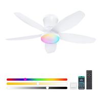 Surtime 6666 36 Inch Ceiling Fan / App with RGB Lighting and Remote Control White