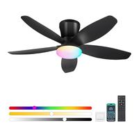 Surtime 6666 36 Inch Ceiling Fan with RGB Lighting and Remote Control / App Black