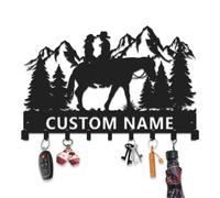 Survalue Custom Cowboy Key Holder for Wall, Metal Key & Coat Hook, Western Cowboy Key Rack, Rustic Key Hanger for Farmhouse Mudroom & Entryway Organizer, Country Home Decor (Style 4)