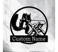 Survalue Personalized Custom Squirrel Metal Wall Decoration, Personalized Squirrel Metal Sign, Custom Squirrel Monogram Metal Name, Custom Squirrel Metal Wall Art, Squirrel Lover Gift (Squirrel D)
