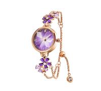 SURVAN WatchDesigner Women's Watch Movement Quart Ladies Bracelet Wrist Watch Round Dial Brass Strap with Diamonds Women Watch(Purple Color)
