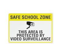 Surveillance-alert Safety Metal Wall Notice, Safe School Zone-This Area Is Protected By Video Surveillance Warning Plaque, Durable Sign For Home And Business Premises, 8x12 In