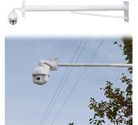 Surveillance Pole for Outdoor Corner, Adjustable Wall Mount Security Camera Pole with Loops Bracket(White-Universal pe,1.5 m(4.92 ft))