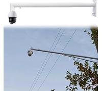Surveillance Pole for Outdoor Corner, Adjustable Wall Mount Security Camera Pole with Loops Bracket(White-Single Ball,1.5 m(4.92 ft))