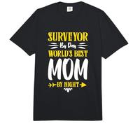 Surveyor by Day worldÂs Best mom by Night Comfort Colors Adult Heavyweight T-Shirt