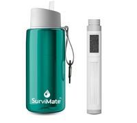 Survimate 0.01μm Ultra-Filtration Filtered Water Bottle, Portable Water Filter Bottle with 4-Stage Filtration for Survival, Camping, Hiking, Backpacking, Drinking, Emergency