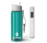 Survimate 0.01μm Ultra-Filtration Filtered Water Bottle, Portable Water Filter Bottle with 4-Stage Filtration for Survival, Camping, Hiking, Backpacking, Drinking, Emergency