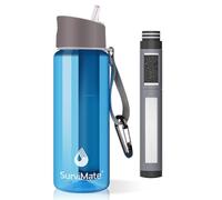 SurviMate 5-Stage 0.01μm Ultra-Filtration Filtered Water Bottle, BPA-Free Material, NSF/ANSI 42&372 Certified, Portable Water Filter Bottle for Survival, Camping, Hiking, and Emergency Use