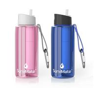 SurviMate Purified Water Bottle for Camping, Hiking, Backpacking and Travel, BPA Free with 5-Stage Intergrated Filter Straw