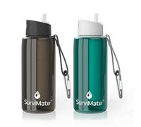 SurviMate Purified Water Bottle for Camping, Hiking, Backpacking and Travel, BPA Free with 5-Stage Intergrated Filter Straw