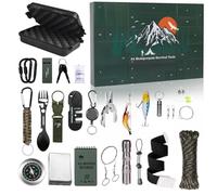 Survival Advent Calendar Men, 24 Days Countdown Calendar with Outdoor Tools and Gadgets, Compact Camping Gift Set for Adventure, Hiking, Travel and Trekking (40.7 x 27.5 x 5 cm)