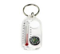 Survival Compass Keychain Direction Tool, Outdoor Thermometer Travel Tracker Pendant, Multiple Use Card Gauge, Trail Hiking Gadget, Clip-on Field Finder, Guide Charm for Backpack Camping