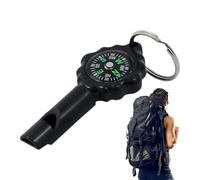 Survival Compass Whistle - Hiking Safety Whistle | Black Emergency Signal Whistle with Compass | Lightweight ABS & Metal Whistles for Mountain Climbing | Outdoor Safety Gear