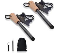 Survival Fire Steel, 2 Pack Flint Striker Steel Fire Starter Kit, Magnesium Ferrocium Rod Firesteel with Scale Scraper & Whistle, Outdoor Emergency Survival Tool for Travelling Camping Hiking