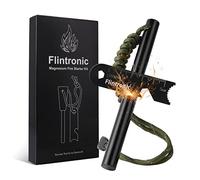 Survival Fire Steel, Flint Striker Steel Fire Starter Kit, Magnesium Ferrocium Rod Firesteel with Scale Scraper & Whistle, Outdoor Emergency Survival Tool for Travelling Camping Hiking